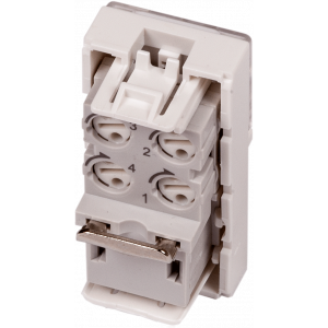 Вставка Mosaic 22.5x45, RJ-11, со шторкой и увеличенным окном маркировки, белая